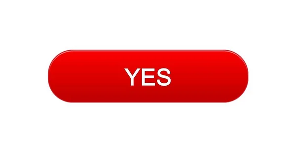 Yes web interface button red color, internet site design, online program — Stock Photo, Image