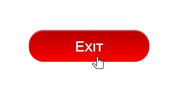 Exit web interface button clicked with mouse cursor, red color, log-out — Stock Photo, Image