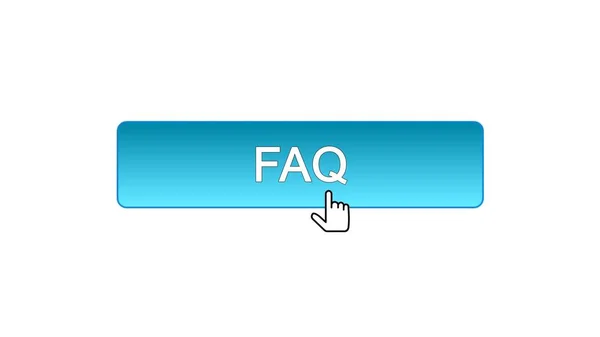 FAQ botón de interfaz web hace clic con el cursor del ratón, color azul, soporte en línea —  Fotos de Stock