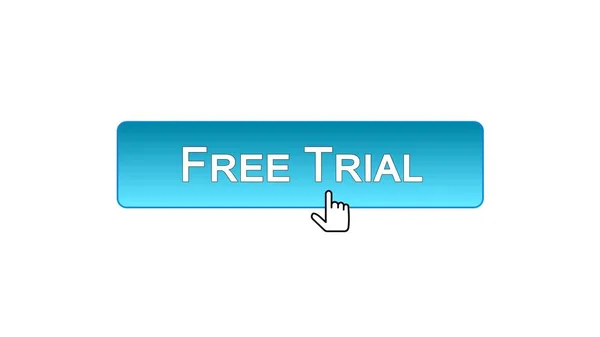 Free trial web interface button clicked with mouse cursor, blue color, software — Stock Photo, Image
