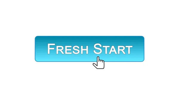 Fresh start web interface button clicked with mouse cursor, blue color, business — Stock Photo, Image