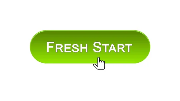 新鮮なスタート web インターフェイス ボタン クリックしてマウス カーソル、緑の色、ビジネス — ストック写真