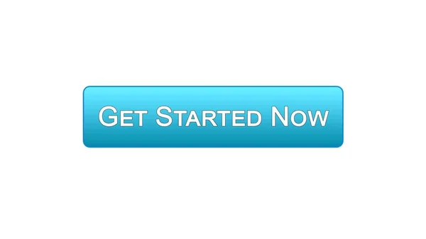 Comenzar ahora botón de interfaz web color azul, estrategia de negocio, Internet —  Fotos de Stock