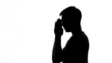 Dua, soran Tanrı AF, manevi ritual, Şükran günü erkek siluet