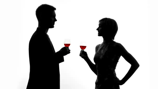 Jovem brindar namorada, amigos clinking óculos festa de aniversário, álcool — Vídeo de Stock