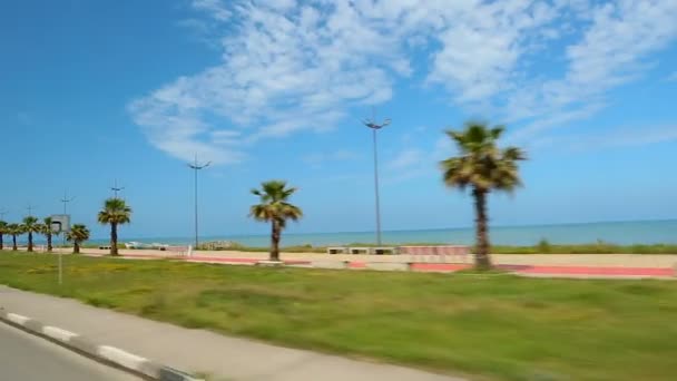 Fantastic endless seascape seen from vehicle driving coast highway in Batumi — Stock Video