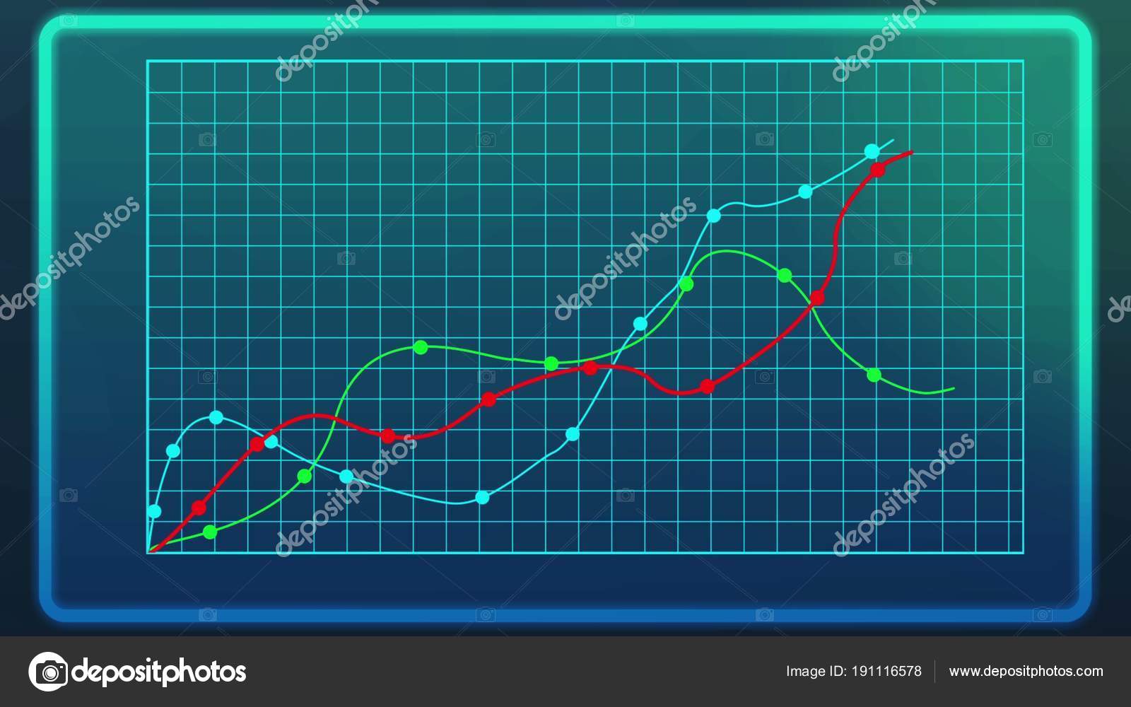 Curves showing industrial growth on line chart, computer data graph ...