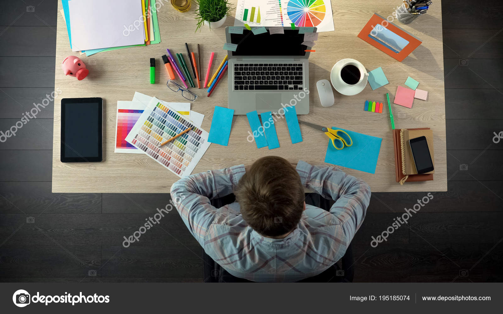 Interior Decorator Looking Cut Colored Paper Notes Creative Work
