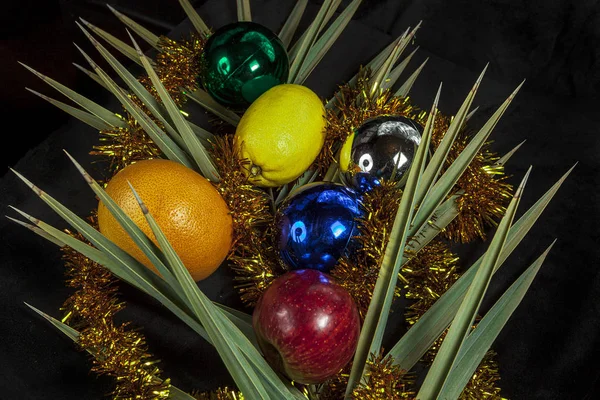 Christmas New Year Unusual Look Images Postcards Pepper Balls Dates — Stock Photo, Image