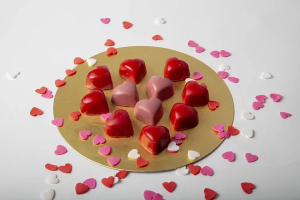 Pink Chocolate Scientific Work Valentine Day Natural Product Harmful Impurities — Stock Photo, Image