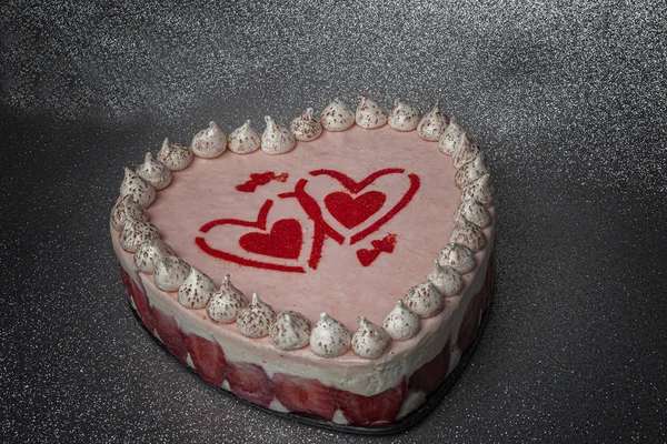 magic cake in the shape of a heart for a loved one on Valentine\'s day. Handmade, original surprise and gift
