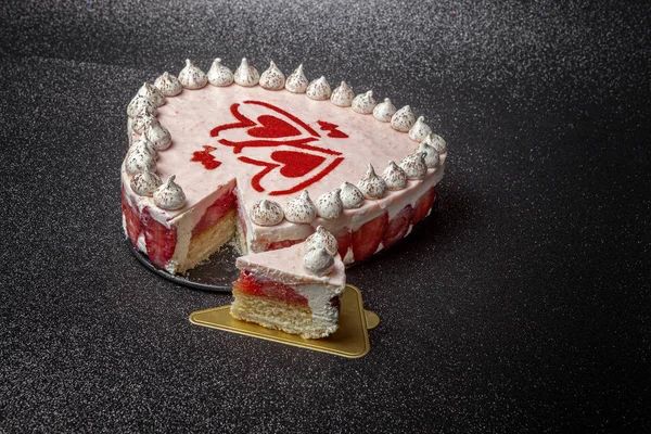 magic cake in the shape of a heart for a loved one on Valentine\'s day. Handmade, original surprise and gift