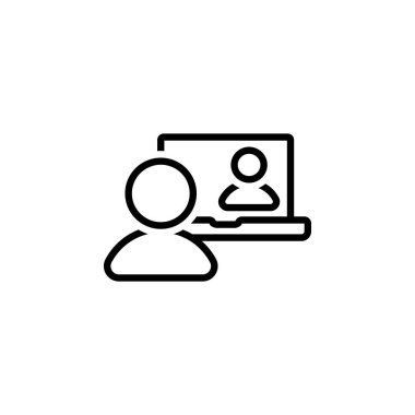 Çevrimiçi eğitim, üniversiteler, okullar vs. için konuşan öğrencilerle vektör simgesi.