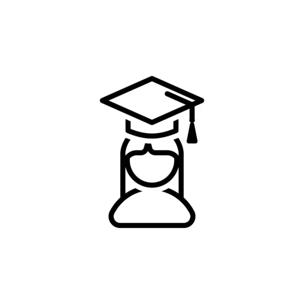 Icono de educación vectorial de una niña en una gorra para la educación en línea, universidades, escuelas, etc. . — Archivo Imágenes Vectoriales