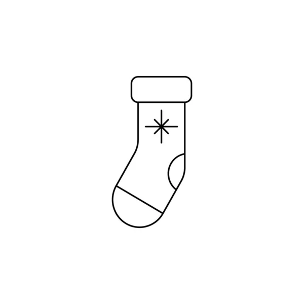 Χριστούγεννα κάλτσα διάνυσμα εικονίδιο σε μινιμαλιστικό στυλ. Χειμερινές διακοπές στολίδια του Αγίου Βασίλη. Γραμμική τέχνη. Μαύρο χρώμα. — Διανυσματικό Αρχείο