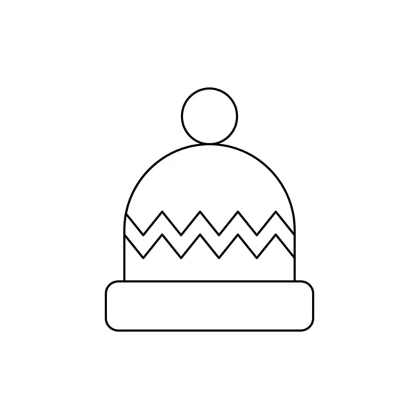 Πλεκτό καπάκι με εικονίδιο διάνυσμα pompon σε μινιμαλιστικό στυλ. Χειμερινές διακοπές και διακόσμηση. Τέχνη γραμμής. — Διανυσματικό Αρχείο