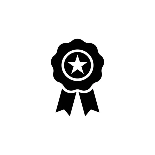 Icono Vector Insignia Premio Blanco Negro Sello Certificado Para Educación — Vector de stock