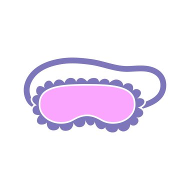 Beyaz arka planda izole edilmiş sevimli pembe bir uyku maskesi. Düz çizgi film tarzı. Vektör illüstrasyonu.