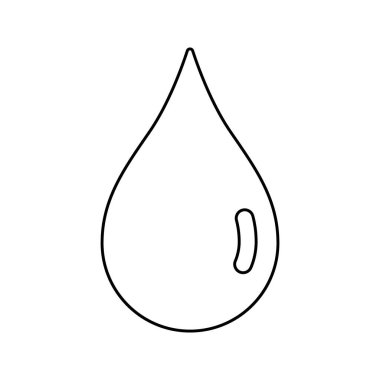 Oil drop isolated on white background. Vector illustration with outline black liquid drop. Minimalist line art.