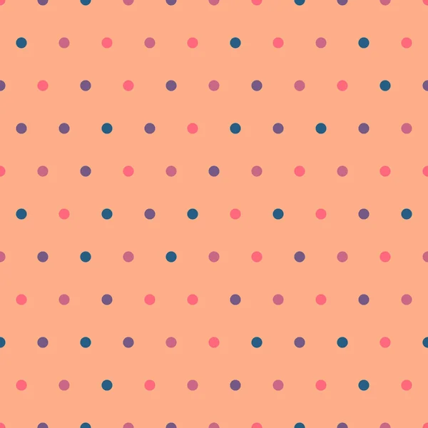 Pois Coloré Motif Sans Couture Sur Fond Orange Pêche Modèle — Image vectorielle