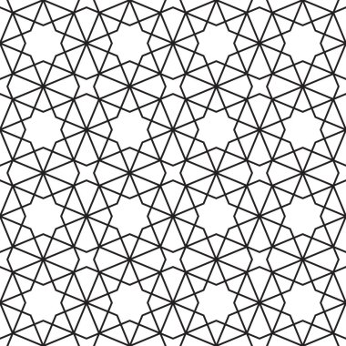 Arap kusursuz vektör şablonu İslami tarzda. Siyah anahat girişi arkaplanı.