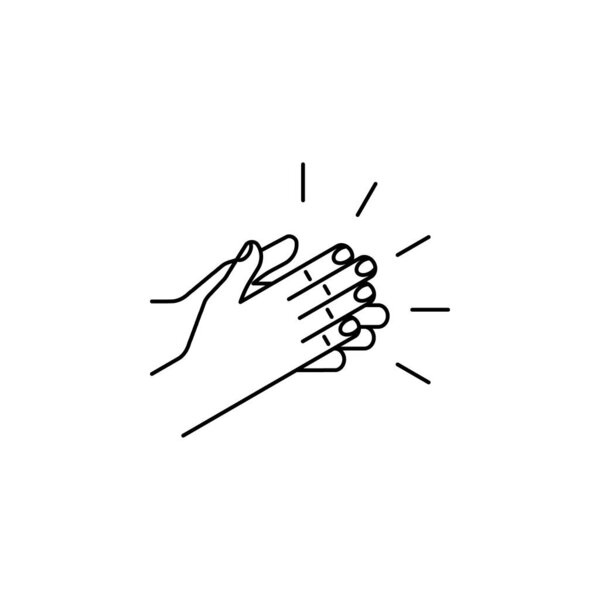 Векторная икона аплодисментов в стиле минималистского искусства. Хлопающие руки изолированы на белом фоне
.