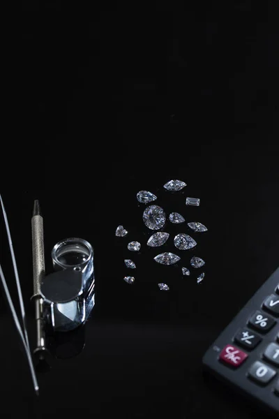 Gyémánt Kilátás Kivágott Csiszolt Gyémánt Luxus Gyémántok Gyémánt Szerszámok Nagy — Stock Fotó