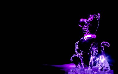 Zwolle, Hollanda: 4 Ocak 2020 - Hollanda 'nın Zwolle kentinde düzenlenen buz heykel festivalinde Pembe Köpek