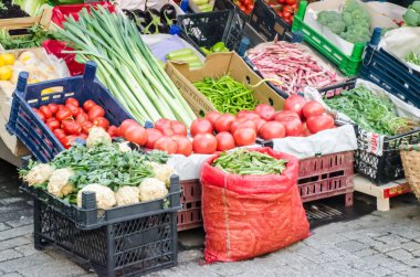 Vegetables and fruits stall on the streets of istanbul, Turkey.