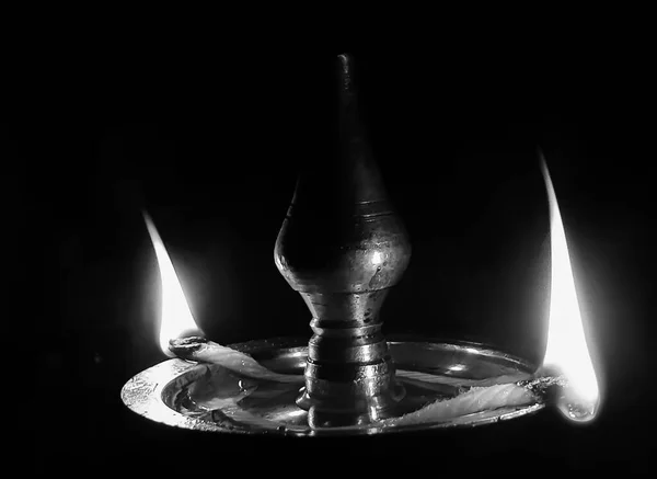 Flamme Kerala Lampe Traditionnelle Nilavilakku — Photo