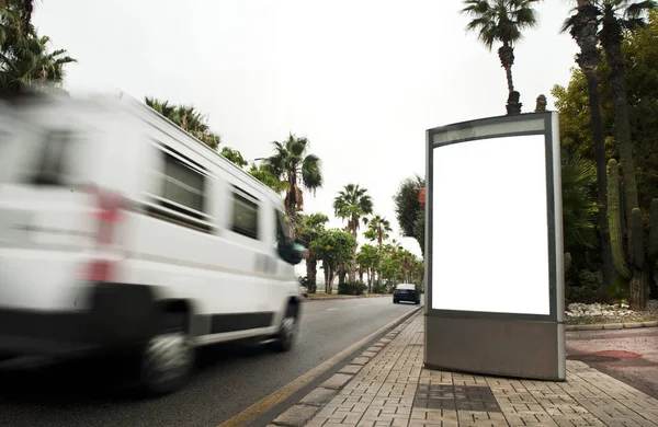 billboard with light in city center with vagon