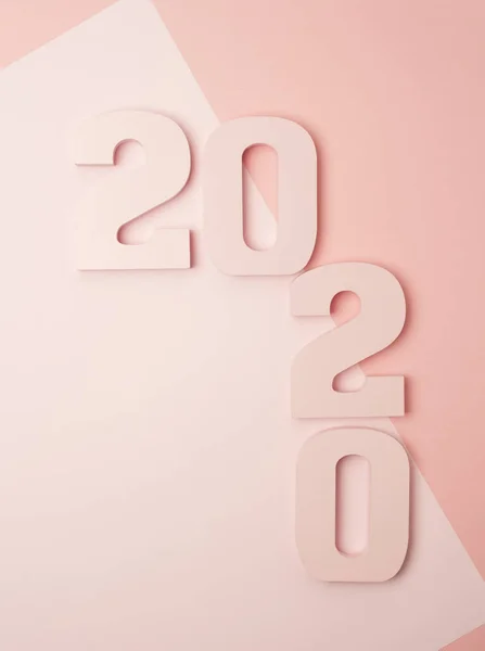 创意灵感概念2020与文字编号和冠冕的色彩背景 商业决议 行动计划的想法 粉色苍白的色调 — 图库照片