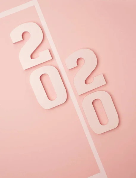 创意灵感概念2020与文字编号和冠冕的色彩背景 商业决议 行动计划的想法 粉色苍白的色调 — 图库照片