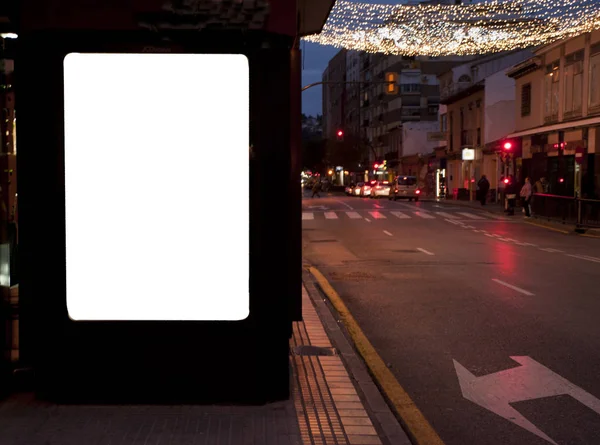 Cartellone Con Luce Nel Centro Della Città — Foto Stock