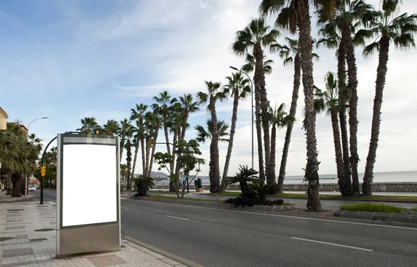 Billboard City Center Palm Trees Background Blue Sky — Stock Photo, Image