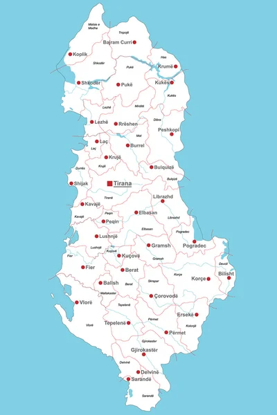 阿尔巴尼亚地图 — 图库矢量图片