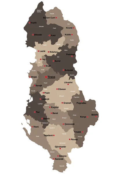 Mapa da Albânia — Vetor de Stock