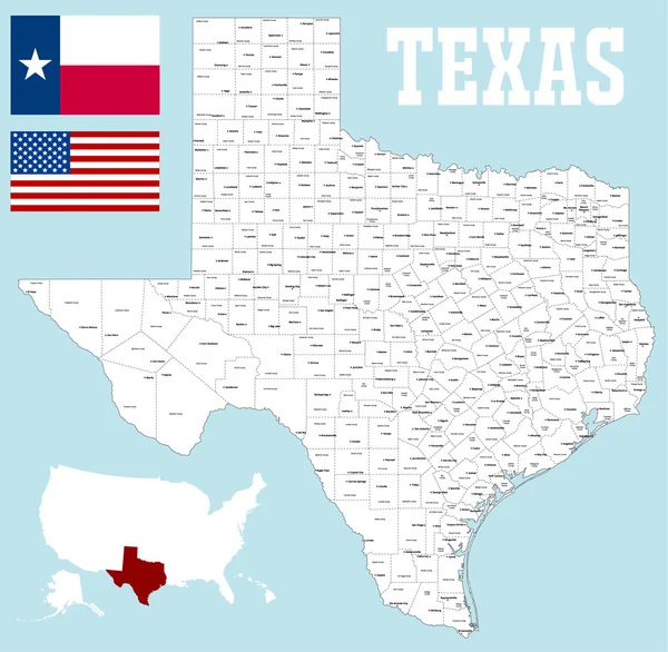 La mappa di Texas — Vettoriale Stock