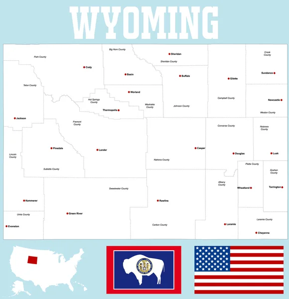 Mapa online de Wyoming — Vector de stock