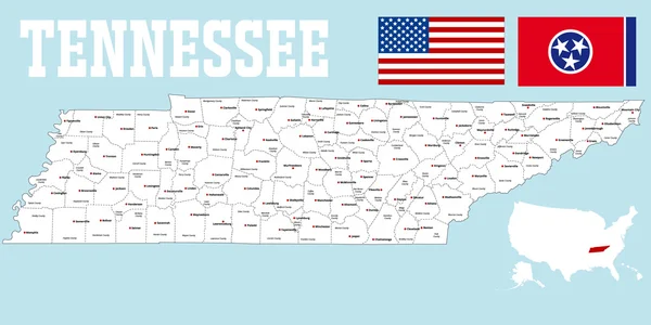 Mapa Tennessee — Wektor stockowy