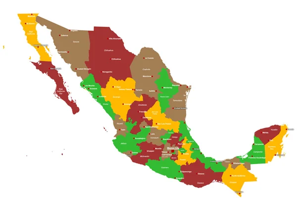 La mappa di Messico — Vettoriale Stock