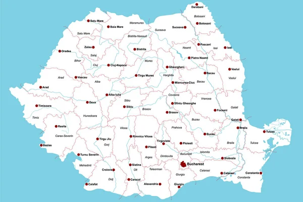 Mapa da Roménia — Vetor de Stock