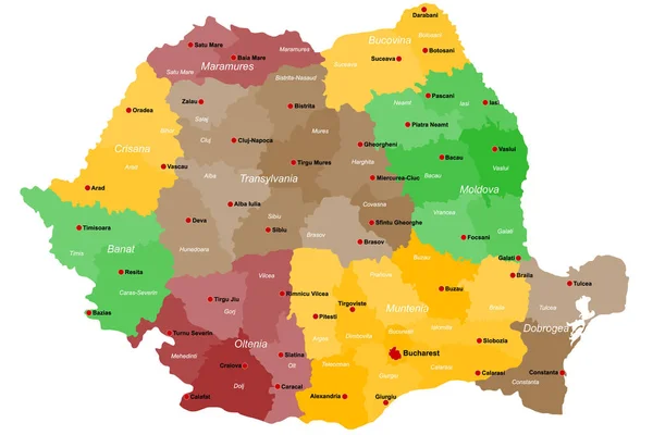 Mapa da Roménia — Vetor de Stock