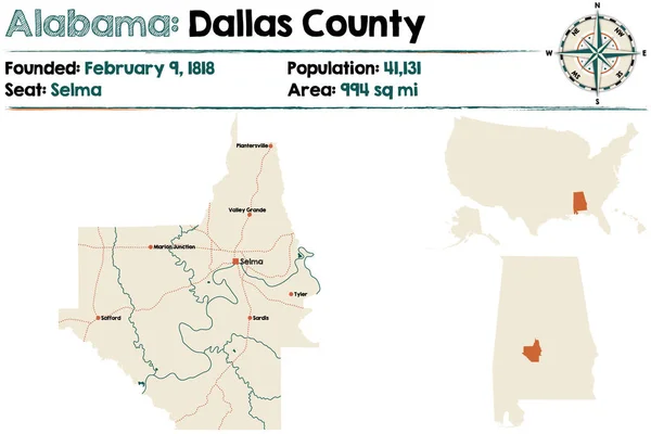 Αλαμπάμα: Ντάλας Κομητειακός Χάρτης — Διανυσματικό Αρχείο