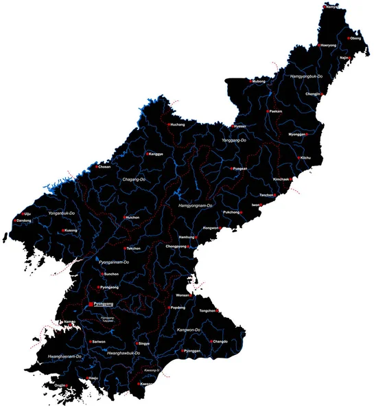 O mapa de Coreia do Norte — Vetor de Stock