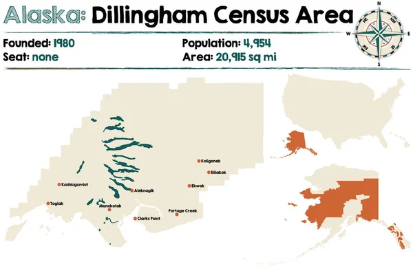 Alaska: Dillingham Census Area — Stockvector