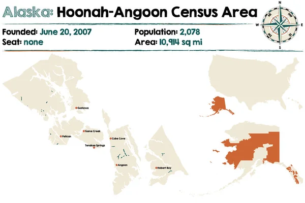 Alaska: Hoonah-Angoon nüfus sayımı alanı — Stok Vektör
