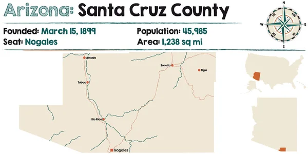 Arizona: Sanata Cruz county mapę — Wektor stockowy