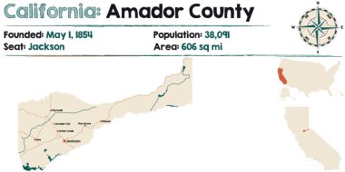 California - Amador ilçe harita