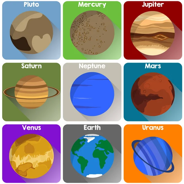 Pictogrammen van alle planeten — Stockvector